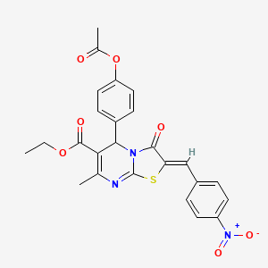 molecular formula C25H21N3O7S B5316535 ethyl (2Z)-5-(4-acetyloxyphenyl)-7-methyl-2-[(4-nitrophenyl)methylidene]-3-oxo-5H-[1,3]thiazolo[3,2-a]pyrimidine-6-carboxylate 