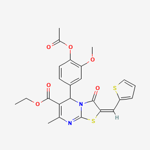 molecular formula C24H22N2O6S2 B5316718 ETHYL (2E)-5-[4-(ACETYLOXY)-3-METHOXYPHENYL]-7-METHYL-3-OXO-2-(2-THIENYLMETHYLENE)-2,3-DIHYDRO-5H-[1,3]THIAZOLO[3,2-A]PYRIMIDINE-6-CARBOXYLATE 