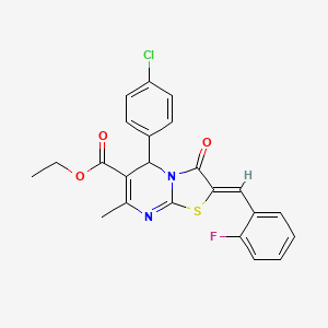 molecular formula C23H18ClFN2O3S B5316768 ethyl (2Z)-5-(4-chlorophenyl)-2-[(2-fluorophenyl)methylidene]-7-methyl-3-oxo-5H-[1,3]thiazolo[3,2-a]pyrimidine-6-carboxylate 