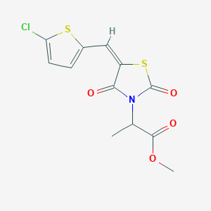 molecular formula C12H10ClNO4S2 B5316874 methyl 2-{(5E)-5-[(5-chlorothiophen-2-yl)methylidene]-2,4-dioxo-1,3-thiazolidin-3-yl}propanoate 