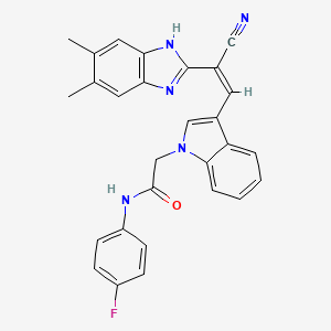 molecular formula C28H22FN5O B5317187 2-[3-[(Z)-2-cyano-2-(5,6-dimethyl-1H-benzimidazol-2-yl)ethenyl]indol-1-yl]-N-(4-fluorophenyl)acetamide 