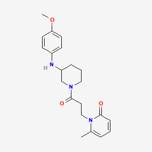 molecular formula C21H27N3O3 B5317201 1-(3-{3-[(4-methoxyphenyl)amino]-1-piperidinyl}-3-oxopropyl)-6-methyl-2(1H)-pyridinone 