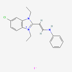 molecular formula C19H21ClIN3 B5317210 N-[(E)-2-(5-chloro-1,3-diethylbenzimidazol-1-ium-2-yl)ethenyl]aniline;iodide 