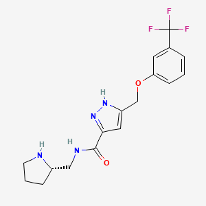 molecular formula C17H19F3N4O2 B5317324 N-[(2S)-pyrrolidin-2-ylmethyl]-5-{[3-(trifluoromethyl)phenoxy]methyl}-1H-pyrazole-3-carboxamide 