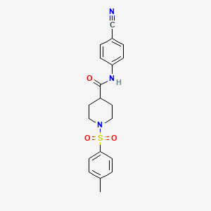molecular formula C20H21N3O3S B5317395 N-(4-cyanophenyl)-1-[(4-methylphenyl)sulfonyl]-4-piperidinecarboxamide 