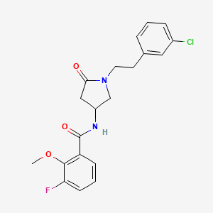 molecular formula C20H20ClFN2O3 B5317609 N-{1-[2-(3-chlorophenyl)ethyl]-5-oxopyrrolidin-3-yl}-3-fluoro-2-methoxybenzamide 