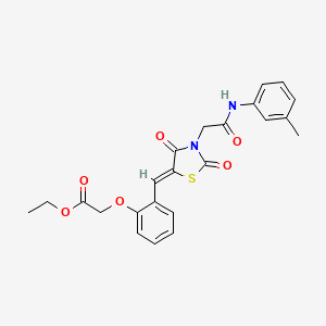 molecular formula C23H22N2O6S B5317691 ethyl {2-[(Z)-(3-{2-[(3-methylphenyl)amino]-2-oxoethyl}-2,4-dioxo-1,3-thiazolidin-5-ylidene)methyl]phenoxy}acetate 