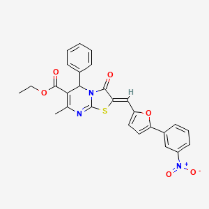 molecular formula C27H21N3O6S B5317696 ethyl (2Z)-7-methyl-2-[[5-(3-nitrophenyl)furan-2-yl]methylidene]-3-oxo-5-phenyl-5H-[1,3]thiazolo[3,2-a]pyrimidine-6-carboxylate 