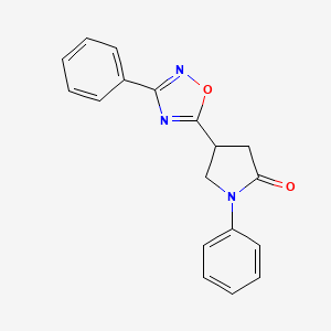 molecular formula C18H15N3O2 B5317740 1-Phenyl-4-(3-phenyl-1,2,4-oxadiazol-5-yl)pyrrolidin-2-one 