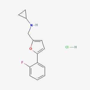 molecular formula C14H15ClFNO B5317774 N-{[5-(2-fluorophenyl)-2-furyl]methyl}cyclopropanamine hydrochloride 