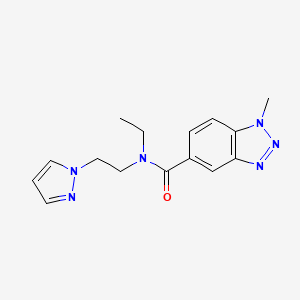 molecular formula C15H18N6O B5317778 N-ethyl-1-methyl-N-[2-(1H-pyrazol-1-yl)ethyl]-1H-1,2,3-benzotriazole-5-carboxamide 