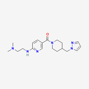 molecular formula C19H28N6O B5317890 N,N-dimethyl-N'-(5-{[4-(1H-pyrazol-1-ylmethyl)piperidin-1-yl]carbonyl}pyridin-2-yl)ethane-1,2-diamine 