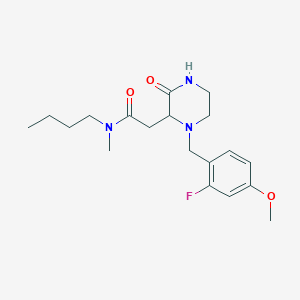 molecular formula C19H28FN3O3 B5318083 N-butyl-2-[1-(2-fluoro-4-methoxybenzyl)-3-oxo-2-piperazinyl]-N-methylacetamide 