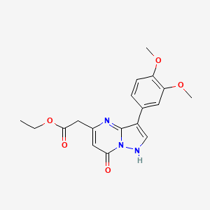 molecular formula C18H19N3O5 B5318247 ETHYL 2-[3-(3,4-DIMETHOXYPHENYL)-7-OXO-4H,7H-PYRAZOLO[1,5-A]PYRIMIDIN-5-YL]ACETATE 