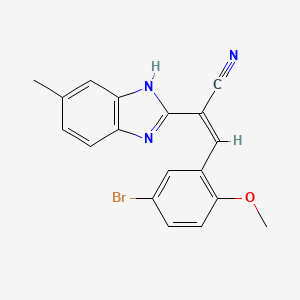 molecular formula C18H14BrN3O B5318321 3-(5-bromo-2-methoxyphenyl)-2-(5-methyl-1H-benzimidazol-2-yl)acrylonitrile 