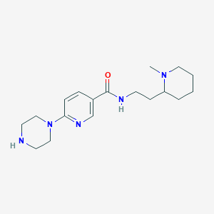 molecular formula C18H29N5O B5318522 N-[2-(1-methylpiperidin-2-yl)ethyl]-6-piperazin-1-ylnicotinamide 