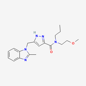 molecular formula C19H25N5O2 B5318626 N-(2-methoxyethyl)-5-[(2-methyl-1H-benzimidazol-1-yl)methyl]-N-propyl-1H-pyrazole-3-carboxamide 