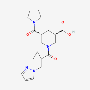 molecular formula C19H26N4O4 B5318669 (3S,5R)-1-[1-(pyrazol-1-ylmethyl)cyclopropanecarbonyl]-5-(pyrrolidine-1-carbonyl)piperidine-3-carboxylic acid 