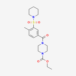molecular formula C20H29N3O5S B5318699 ethyl 4-[4-methyl-3-(piperidin-1-ylsulfonyl)benzoyl]piperazine-1-carboxylate 