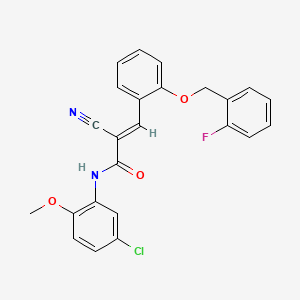 molecular formula C24H18ClFN2O3 B5318816 N-(5-chloro-2-methoxyphenyl)-2-cyano-3-{2-[(2-fluorobenzyl)oxy]phenyl}acrylamide 