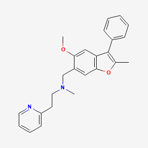 molecular formula C25H26N2O2 B5318938 N-[(5-methoxy-2-methyl-3-phenyl-1-benzofuran-6-yl)methyl]-N-methyl-2-pyridin-2-ylethanamine 