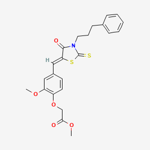 molecular formula C23H23NO5S2 B5318996 methyl (2-methoxy-4-{[4-oxo-3-(3-phenylpropyl)-2-thioxo-1,3-thiazolidin-5-ylidene]methyl}phenoxy)acetate 