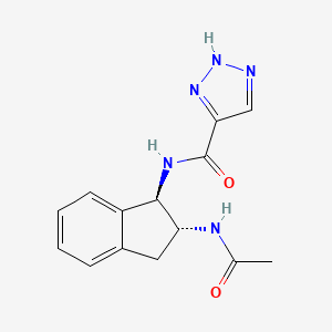 molecular formula C14H15N5O2 B5319030 N-[(1R,2R)-2-(acetylamino)-2,3-dihydro-1H-inden-1-yl]-1H-1,2,3-triazole-5-carboxamide 