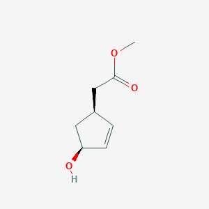 molecular formula C8H12O3 B053191 Methyl 2-((1S,4S)-4-hydroxycyclopent-2-enyl)acetate CAS No. 120052-54-2