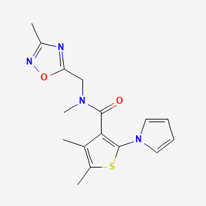 molecular formula C16H18N4O2S B5319133 N,4,5-trimethyl-N-[(3-methyl-1,2,4-oxadiazol-5-yl)methyl]-2-(1H-pyrrol-1-yl)thiophene-3-carboxamide 