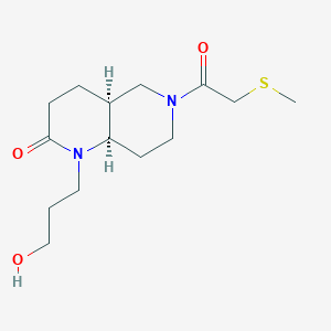 molecular formula C14H24N2O3S B5319141 (4aS*,8aR*)-1-(3-hydroxypropyl)-6-[(methylthio)acetyl]octahydro-1,6-naphthyridin-2(1H)-one 
