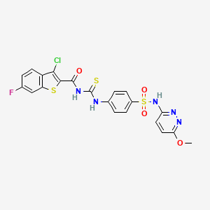 molecular formula C21H15ClFN5O4S3 B5319189 3-chloro-6-fluoro-N-[[4-[(6-methoxypyridazin-3-yl)sulfamoyl]phenyl]carbamothioyl]-1-benzothiophene-2-carboxamide 
