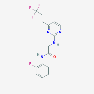 molecular formula C16H16F4N4O B5319214 N~1~-(2-fluoro-4-methylphenyl)-N~2~-[4-(3,3,3-trifluoropropyl)pyrimidin-2-yl]glycinamide 