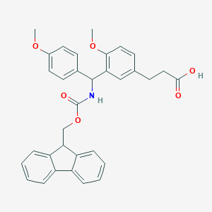 molecular formula C33H31NO6 B053193 3-[[[(9H-Fluoren-9-ylmethoxy)carbonyl]amino](4-methoxyphenyl)methyl]-4-methoxybenzenepropanoic acid CAS No. 117286-85-8