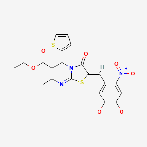 molecular formula C23H21N3O7S2 B5319333 ethyl 2-(4,5-dimethoxy-2-nitrobenzylidene)-7-methyl-3-oxo-5-(2-thienyl)-2,3-dihydro-5H-[1,3]thiazolo[3,2-a]pyrimidine-6-carboxylate 