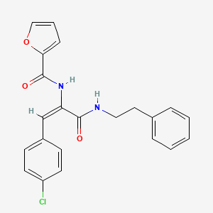 molecular formula C22H19ClN2O3 B5319407 N-[(E)-1-(4-chlorophenyl)-3-oxo-3-(2-phenylethylamino)prop-1-en-2-yl]furan-2-carboxamide 
