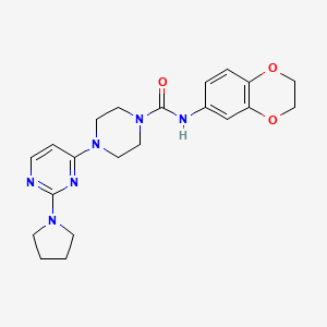 molecular formula C21H26N6O3 B5319472 N-(2,3-dihydro-1,4-benzodioxin-6-yl)-4-[2-(1-pyrrolidinyl)-4-pyrimidinyl]-1-piperazinecarboxamide 
