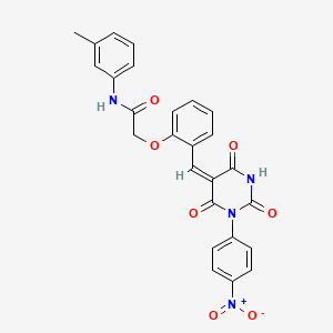 molecular formula C26H20N4O7 B5319491 N-(3-methylphenyl)-2-[2-[(E)-[1-(4-nitrophenyl)-2,4,6-trioxo-1,3-diazinan-5-ylidene]methyl]phenoxy]acetamide 
