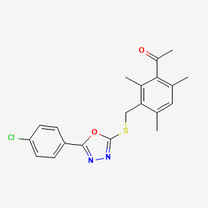 B5319668 1-[3-({[5-(4-chlorophenyl)-1,3,4-oxadiazol-2-yl]thio}methyl)-2,4,6-trimethylphenyl]ethanone CAS No. 5777-11-7