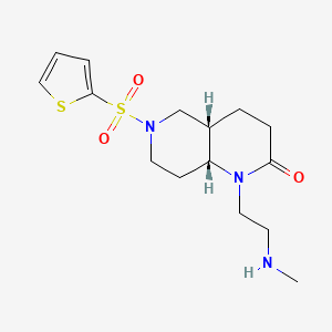 molecular formula C15H23N3O3S2 B5319680 rel-(4aS,8aR)-1-[2-(methylamino)ethyl]-6-(2-thienylsulfonyl)octahydro-1,6-naphthyridin-2(1H)-one hydrochloride 