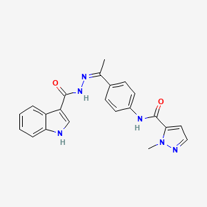 molecular formula C22H20N6O2 B5319786 N-{4-[N-(1H-indol-3-ylcarbonyl)ethanehydrazonoyl]phenyl}-1-methyl-1H-pyrazole-5-carboxamide 