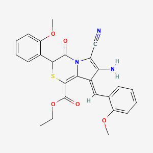 molecular formula C26H23N3O5S B5319811 ethyl 7-amino-6-cyano-8-(2-methoxybenzylidene)-3-(2-methoxyphenyl)-4-oxo-3,4-dihydro-8H-pyrrolo[2,1-c][1,4]thiazine-1-carboxylate 