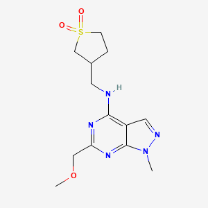molecular formula C13H19N5O3S B5319862 N-[(1,1-dioxidotetrahydro-3-thienyl)methyl]-6-(methoxymethyl)-1-methyl-1H-pyrazolo[3,4-d]pyrimidin-4-amine 