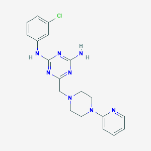 molecular formula C19H21ClN8 B5319872 N-(4-amino-6-{[4-(2-pyridyl)piperazino]methyl}-1,3,5-triazin-2-yl)-N-(3-chlorophenyl)amine 