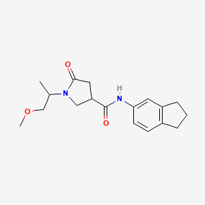 molecular formula C18H24N2O3 B5319952 N-(2,3-dihydro-1H-inden-5-yl)-1-(1-methoxypropan-2-yl)-5-oxopyrrolidine-3-carboxamide 