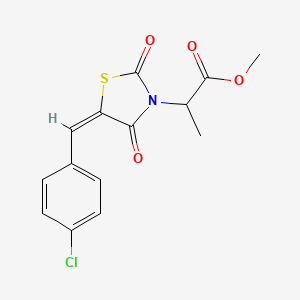 molecular formula C14H12ClNO4S B5320025 methyl 2-[(5E)-5-[(4-chlorophenyl)methylidene]-2,4-dioxo-1,3-thiazolidin-3-yl]propanoate 