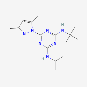 molecular formula C15H25N7 B5320104 N-(tert-butyl)-6-(3,5-dimethyl-1H-pyrazol-1-yl)-N'-isopropyl-1,3,5-triazine-2,4-diamine 