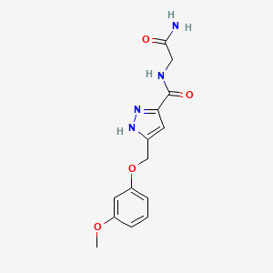 molecular formula C14H16N4O4 B5320112 N-(2-amino-2-oxoethyl)-5-[(3-methoxyphenoxy)methyl]-1H-pyrazole-3-carboxamide 