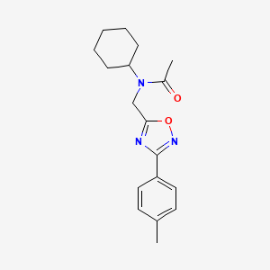 molecular formula C18H23N3O2 B5320269 N-cyclohexyl-N-{[3-(4-methylphenyl)-1,2,4-oxadiazol-5-yl]methyl}acetamide 