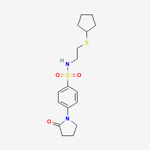 molecular formula C17H24N2O3S2 B5320308 N-[2-(cyclopentylthio)ethyl]-4-(2-oxo-1-pyrrolidinyl)benzenesulfonamide 