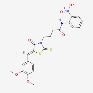 molecular formula C22H21N3O6S2 B5320536 4-[5-(3,4-dimethoxybenzylidene)-4-oxo-2-thioxo-1,3-thiazolidin-3-yl]-N-(2-nitrophenyl)butanamide 